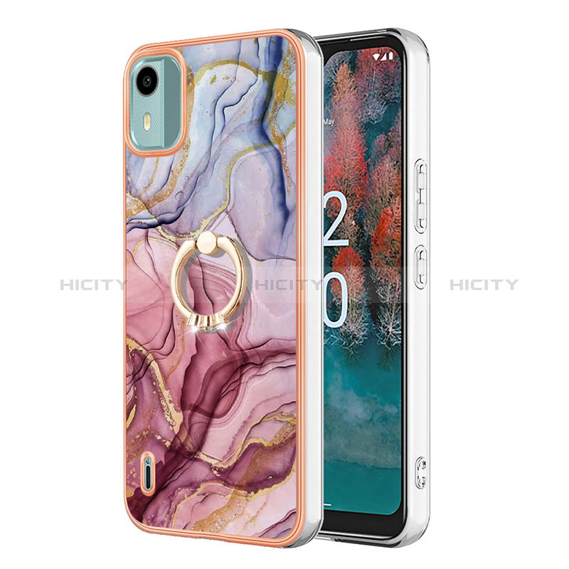 Coque Silicone Motif Fantaisie Souple Couleur Unie Etui Housse avec Support Bague Anneau YB1 pour Nokia C12 Mixte Plus