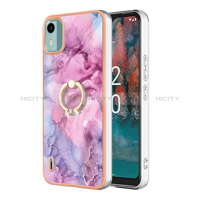 Coque Silicone Motif Fantaisie Souple Couleur Unie Etui Housse avec Support Bague Anneau YB1 pour Nokia C12 Plus