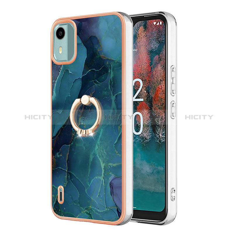 Coque Silicone Motif Fantaisie Souple Couleur Unie Etui Housse avec Support Bague Anneau YB1 pour Nokia C12 Plus