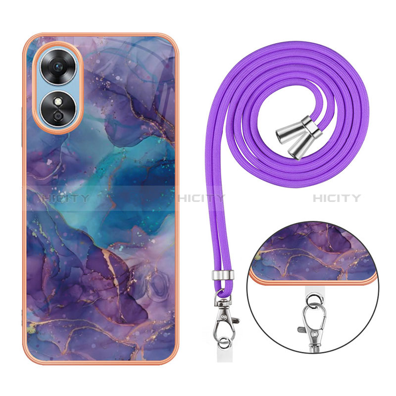 Coque Silicone Motif Fantaisie Souple Couleur Unie Etui Housse avec Support Bague Anneau YB1 pour Oppo A17 Plus