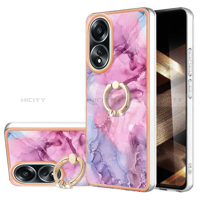 Coque Silicone Motif Fantaisie Souple Couleur Unie Etui Housse avec Support Bague Anneau YB1 pour Oppo A18 Plus