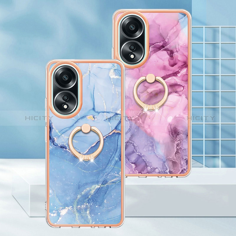 Coque Silicone Motif Fantaisie Souple Couleur Unie Etui Housse avec Support Bague Anneau YB1 pour Oppo A38 Plus