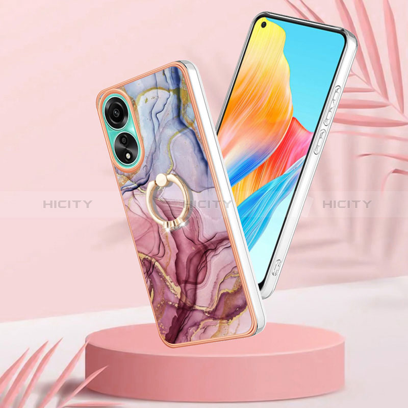 Coque Silicone Motif Fantaisie Souple Couleur Unie Etui Housse avec Support Bague Anneau YB1 pour Oppo A78 4G Plus