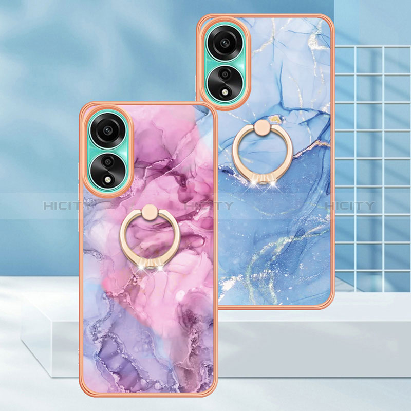 Coque Silicone Motif Fantaisie Souple Couleur Unie Etui Housse avec Support Bague Anneau YB1 pour Oppo A78 4G Plus