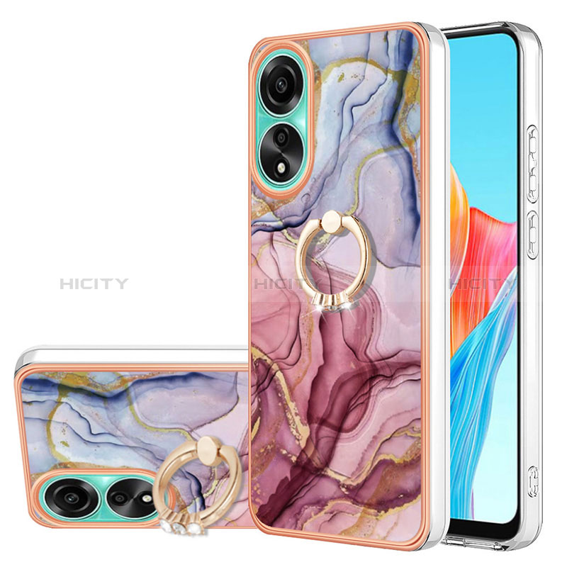 Coque Silicone Motif Fantaisie Souple Couleur Unie Etui Housse avec Support Bague Anneau YB1 pour Oppo A78 4G Plus