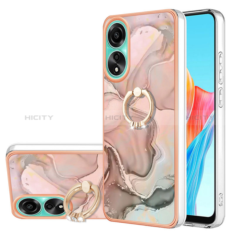 Coque Silicone Motif Fantaisie Souple Couleur Unie Etui Housse avec Support Bague Anneau YB1 pour Oppo A78 4G Plus