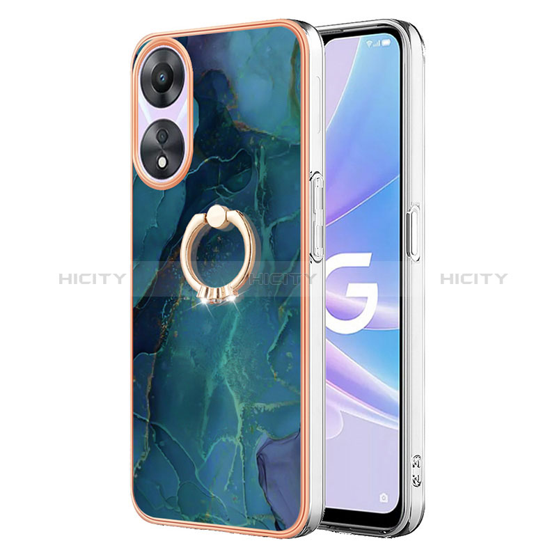 Coque Silicone Motif Fantaisie Souple Couleur Unie Etui Housse avec Support Bague Anneau YB1 pour Oppo A78 5G Plus