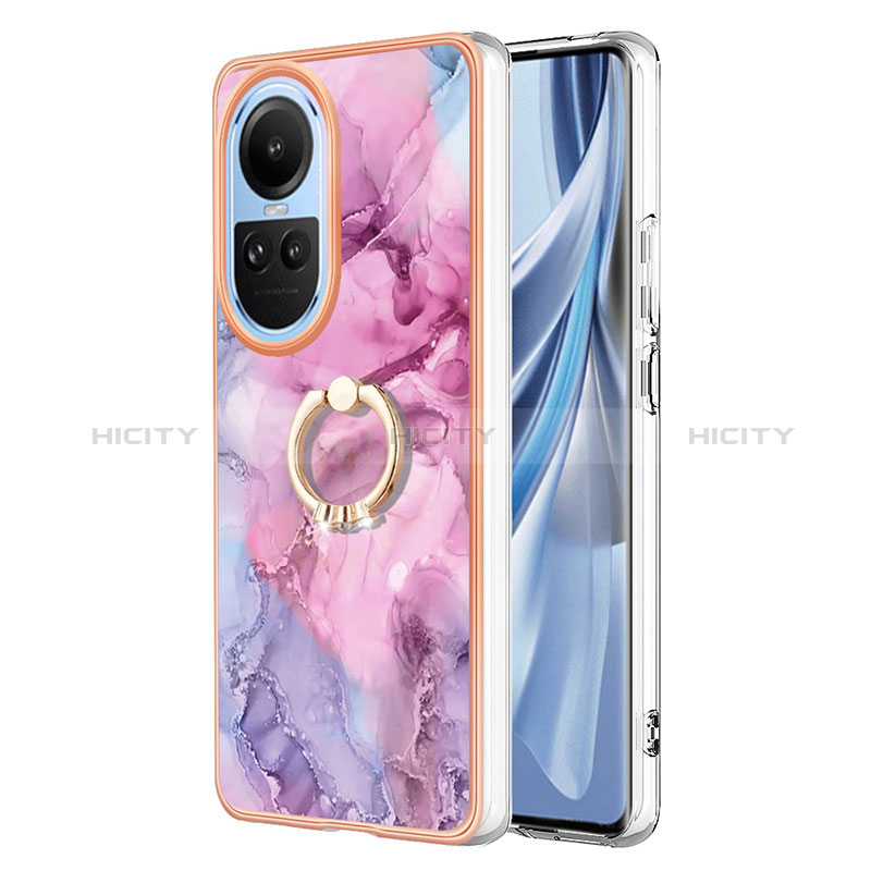 Coque Silicone Motif Fantaisie Souple Couleur Unie Etui Housse avec Support Bague Anneau YB1 pour Oppo Reno10 5G Plus