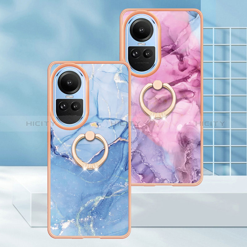 Coque Silicone Motif Fantaisie Souple Couleur Unie Etui Housse avec Support Bague Anneau YB1 pour Oppo Reno10 Pro 5G Plus