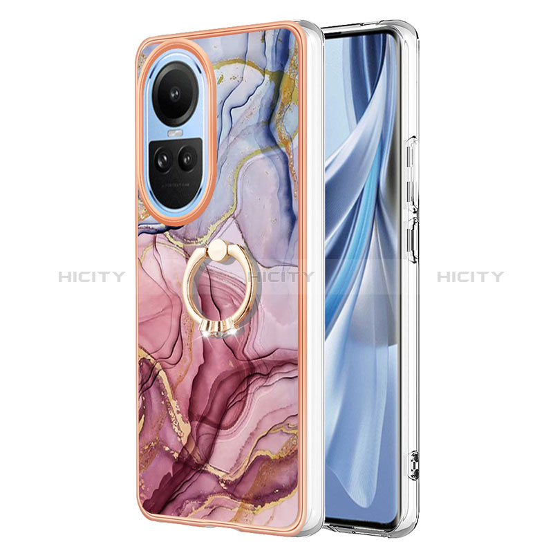 Coque Silicone Motif Fantaisie Souple Couleur Unie Etui Housse avec Support Bague Anneau YB1 pour Oppo Reno10 Pro 5G Plus