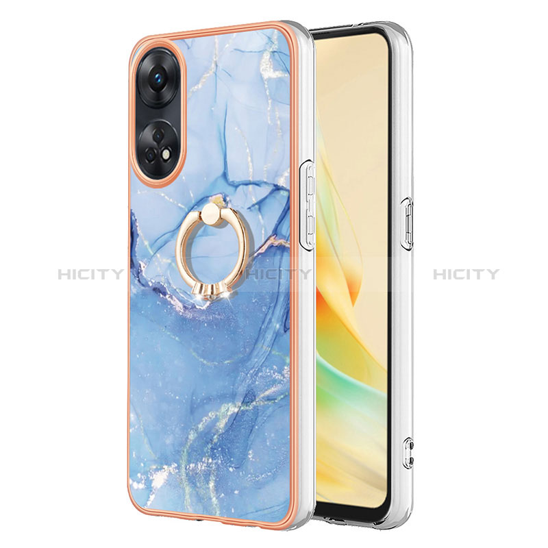 Coque Silicone Motif Fantaisie Souple Couleur Unie Etui Housse avec Support Bague Anneau YB1 pour Oppo Reno8 T 4G Plus