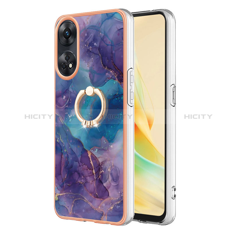 Coque Silicone Motif Fantaisie Souple Couleur Unie Etui Housse avec Support Bague Anneau YB1 pour Oppo Reno8 T 4G Plus