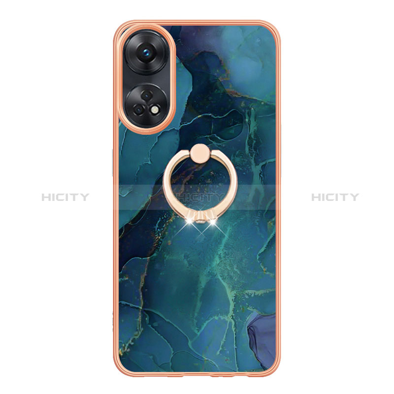 Coque Silicone Motif Fantaisie Souple Couleur Unie Etui Housse avec Support Bague Anneau YB1 pour Oppo Reno8 T 4G Plus