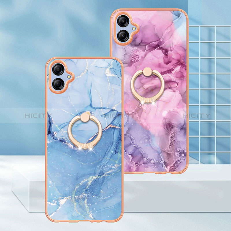 Coque Silicone Motif Fantaisie Souple Couleur Unie Etui Housse avec Support Bague Anneau YB1 pour Samsung Galaxy A04E Plus