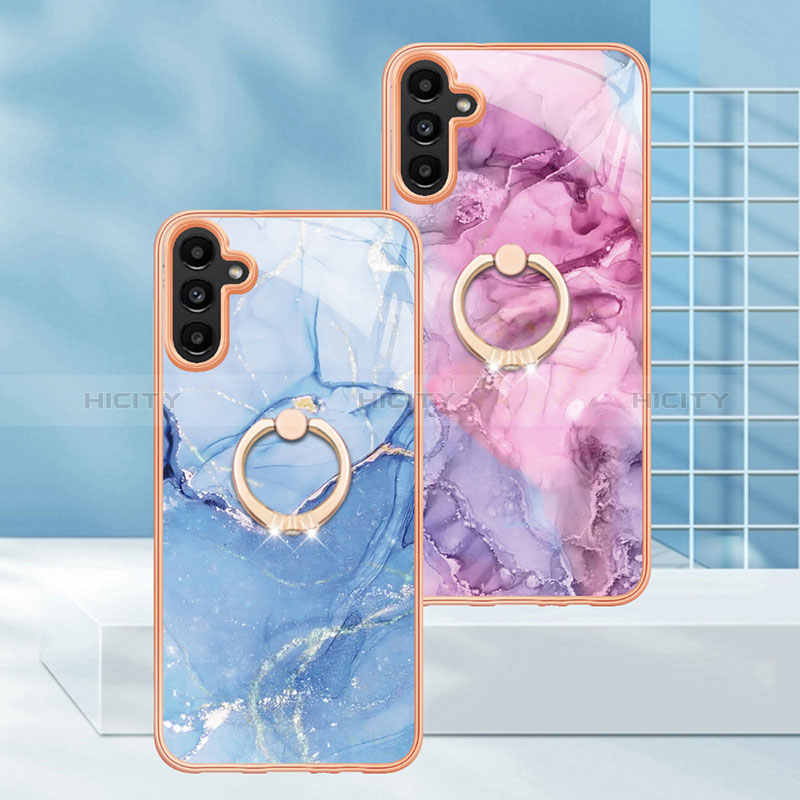 Coque Silicone Motif Fantaisie Souple Couleur Unie Etui Housse avec Support Bague Anneau YB1 pour Samsung Galaxy A34 5G Plus