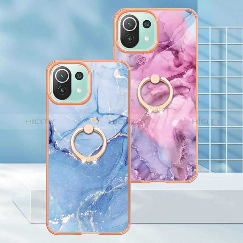 Coque Silicone Motif Fantaisie Souple Couleur Unie Etui Housse avec Support Bague Anneau YB1 pour Xiaomi Mi 11 Lite 4G Plus