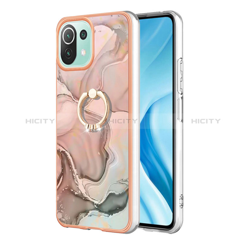 Coque Silicone Motif Fantaisie Souple Couleur Unie Etui Housse avec Support Bague Anneau YB1 pour Xiaomi Mi 11 Lite 4G Plus