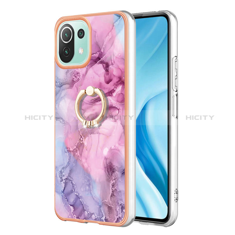 Coque Silicone Motif Fantaisie Souple Couleur Unie Etui Housse avec Support Bague Anneau YB1 pour Xiaomi Mi 11 Lite 4G Plus