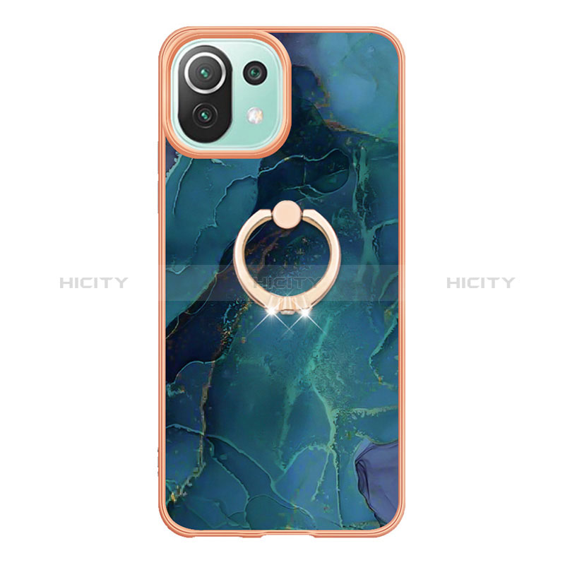 Coque Silicone Motif Fantaisie Souple Couleur Unie Etui Housse avec Support Bague Anneau YB1 pour Xiaomi Mi 11 Lite 4G Plus