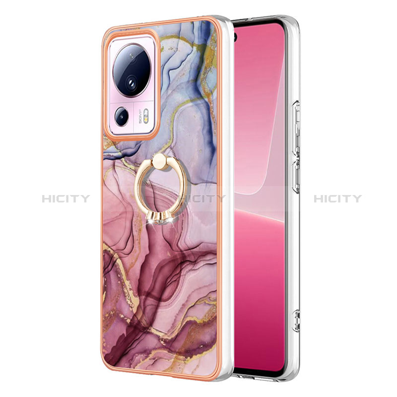 Coque Silicone Motif Fantaisie Souple Couleur Unie Etui Housse avec Support Bague Anneau YB1 pour Xiaomi Mi 13 Lite 5G Mixte Plus