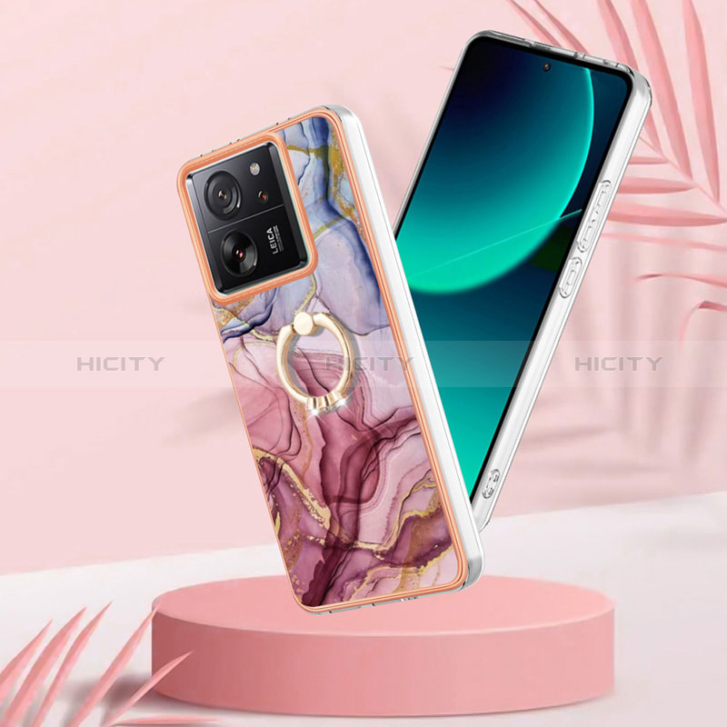 Coque Silicone Motif Fantaisie Souple Couleur Unie Etui Housse avec Support Bague Anneau YB1 pour Xiaomi Mi 13T 5G Plus