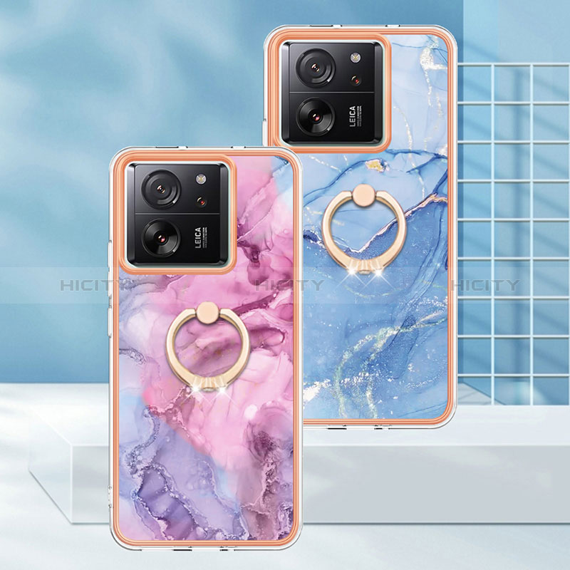 Coque Silicone Motif Fantaisie Souple Couleur Unie Etui Housse avec Support Bague Anneau YB1 pour Xiaomi Mi 13T 5G Plus