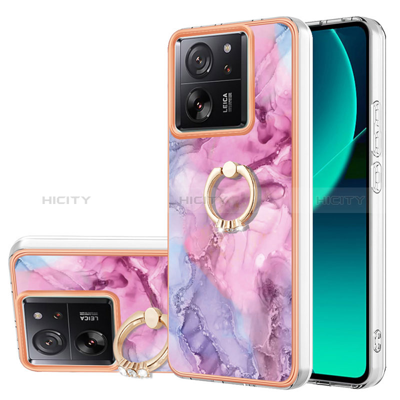 Coque Silicone Motif Fantaisie Souple Couleur Unie Etui Housse avec Support Bague Anneau YB1 pour Xiaomi Mi 13T 5G Plus