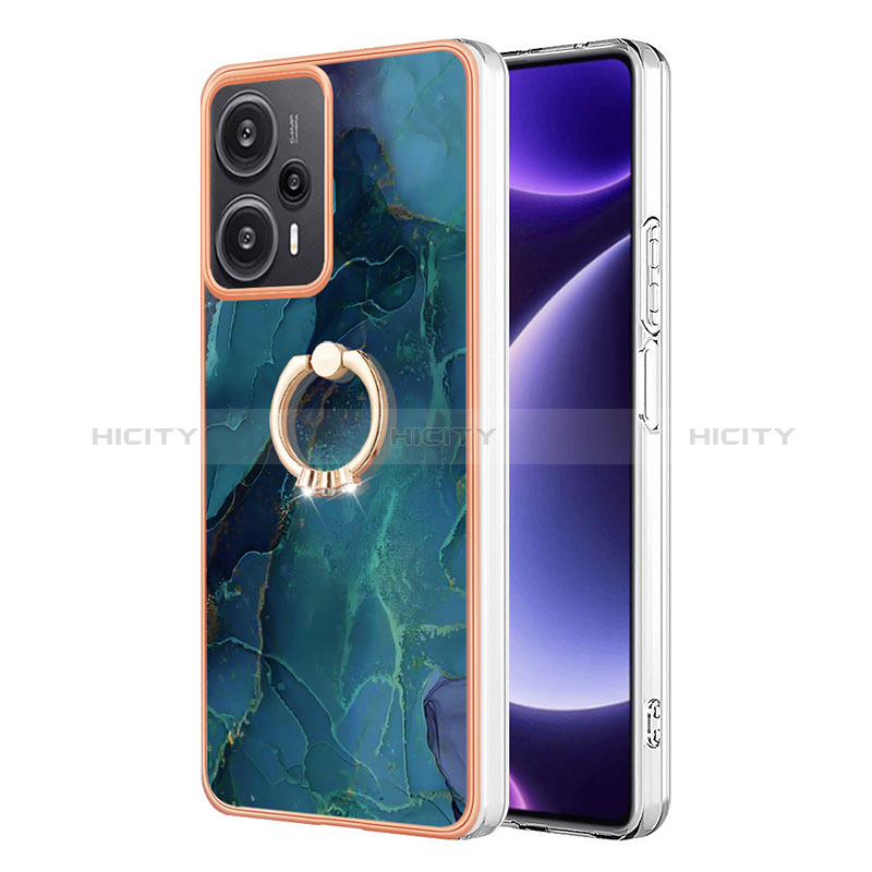 Coque Silicone Motif Fantaisie Souple Couleur Unie Etui Housse avec Support Bague Anneau YB1 pour Xiaomi Poco F5 5G Plus