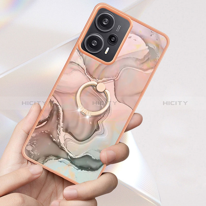 Coque Silicone Motif Fantaisie Souple Couleur Unie Etui Housse avec Support Bague Anneau YB1 pour Xiaomi Poco F5 5G Plus