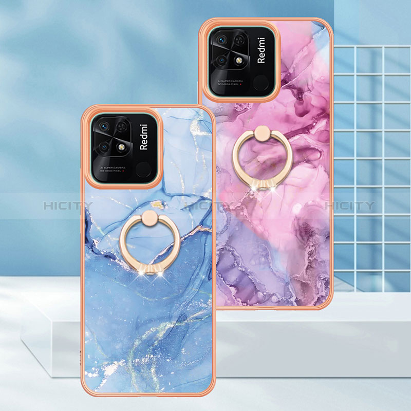 Coque Silicone Motif Fantaisie Souple Couleur Unie Etui Housse avec Support Bague Anneau YB1 pour Xiaomi Redmi 10 Power Plus