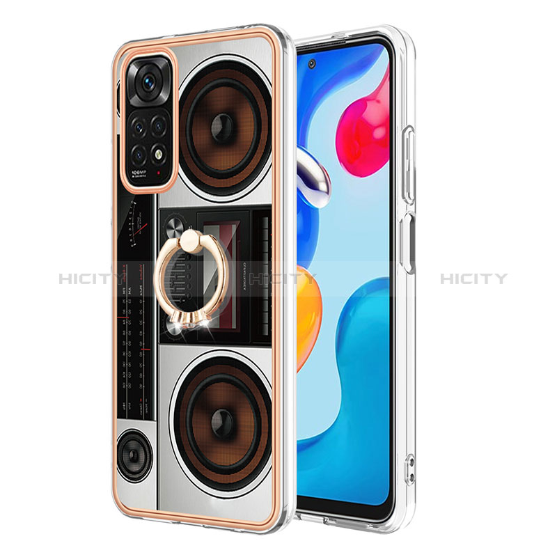 Coque Silicone Motif Fantaisie Souple Couleur Unie Etui Housse avec Support Bague Anneau YB1 pour Xiaomi Redmi Note 11 4G (2022) Colorful Plus