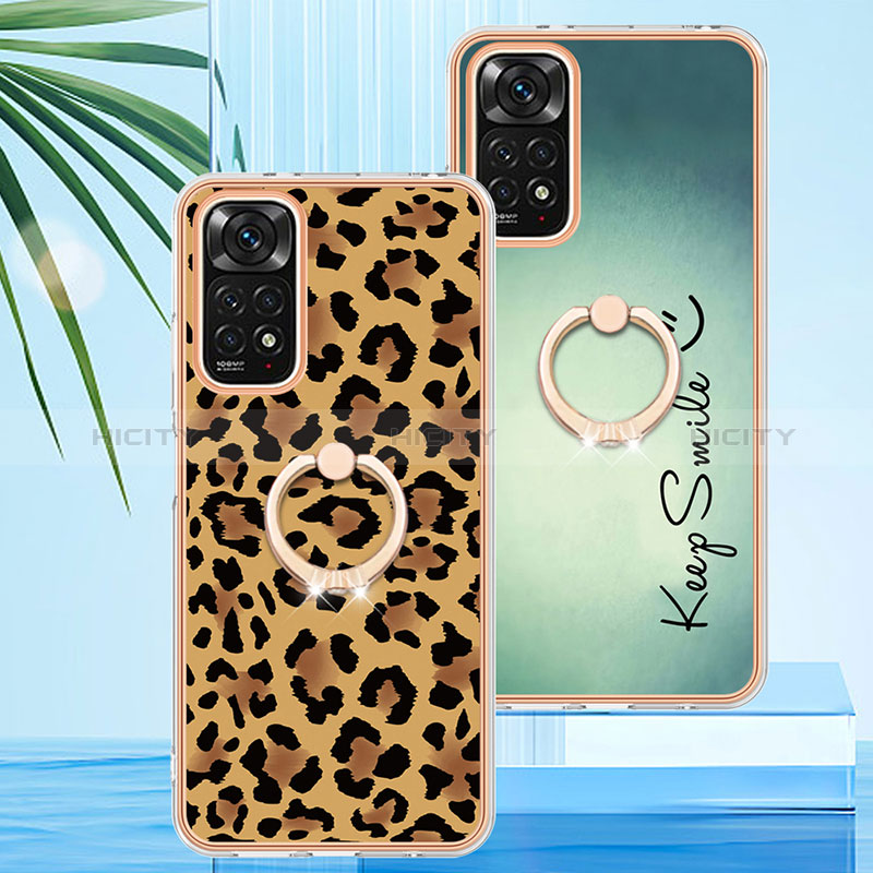 Coque Silicone Motif Fantaisie Souple Couleur Unie Etui Housse avec Support Bague Anneau YB1 pour Xiaomi Redmi Note 11 4G (2022) Plus