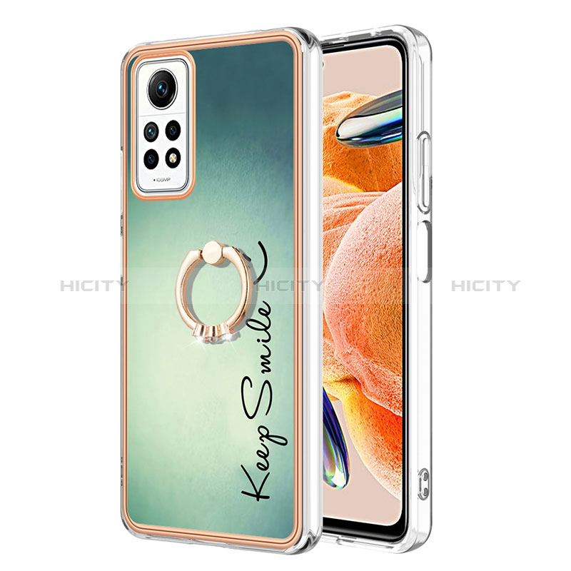 Coque Silicone Motif Fantaisie Souple Couleur Unie Etui Housse avec Support Bague Anneau YB1 pour Xiaomi Redmi Note 11 Pro 4G Plus