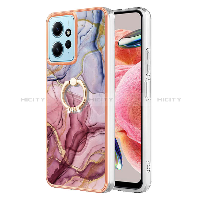 Coque Silicone Motif Fantaisie Souple Couleur Unie Etui Housse avec Support Bague Anneau YB1 pour Xiaomi Redmi Note 12 4G Plus