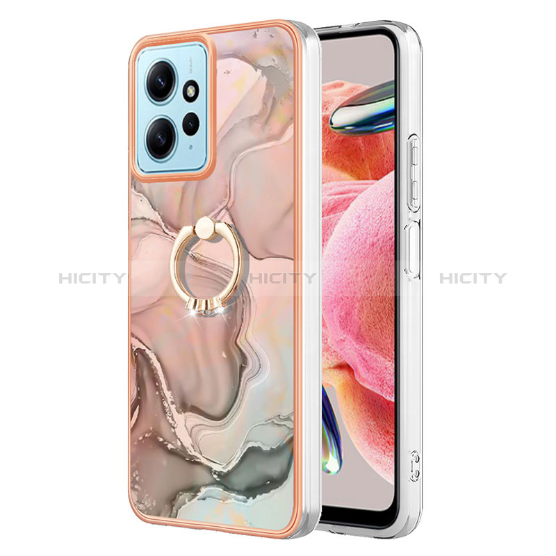 Coque Silicone Motif Fantaisie Souple Couleur Unie Etui Housse avec Support Bague Anneau YB1 pour Xiaomi Redmi Note 12 4G Plus