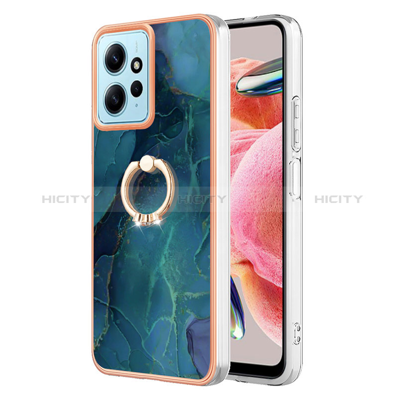 Coque Silicone Motif Fantaisie Souple Couleur Unie Etui Housse avec Support Bague Anneau YB1 pour Xiaomi Redmi Note 12 4G Plus