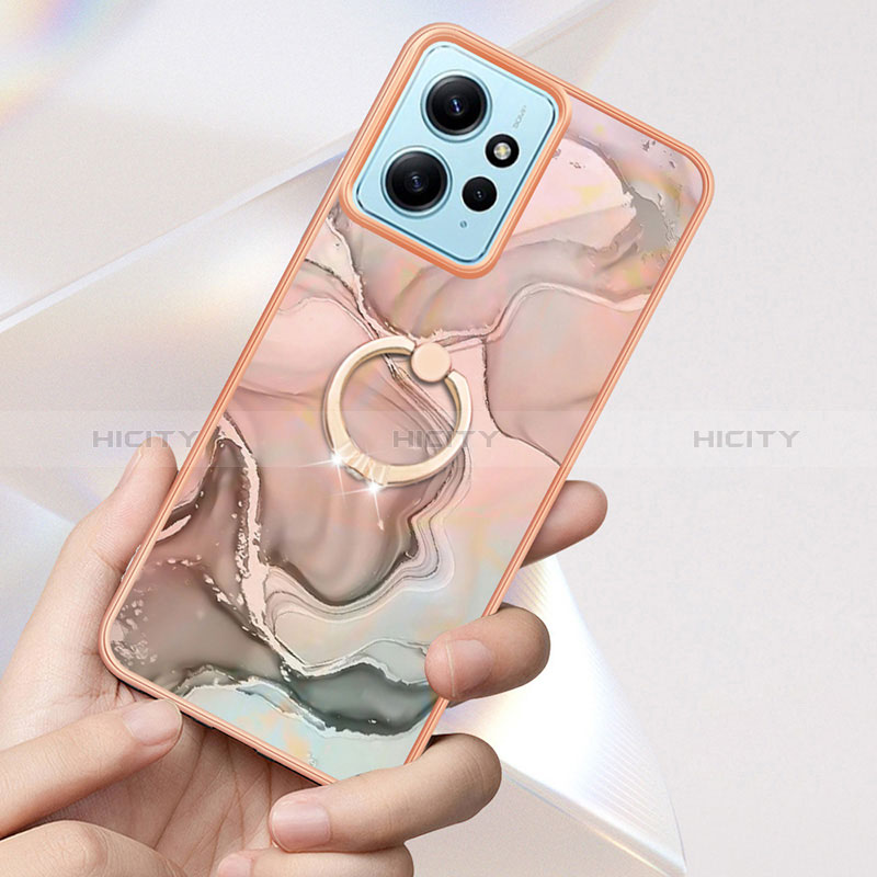 Coque Silicone Motif Fantaisie Souple Couleur Unie Etui Housse avec Support Bague Anneau YB1 pour Xiaomi Redmi Note 12 4G Plus