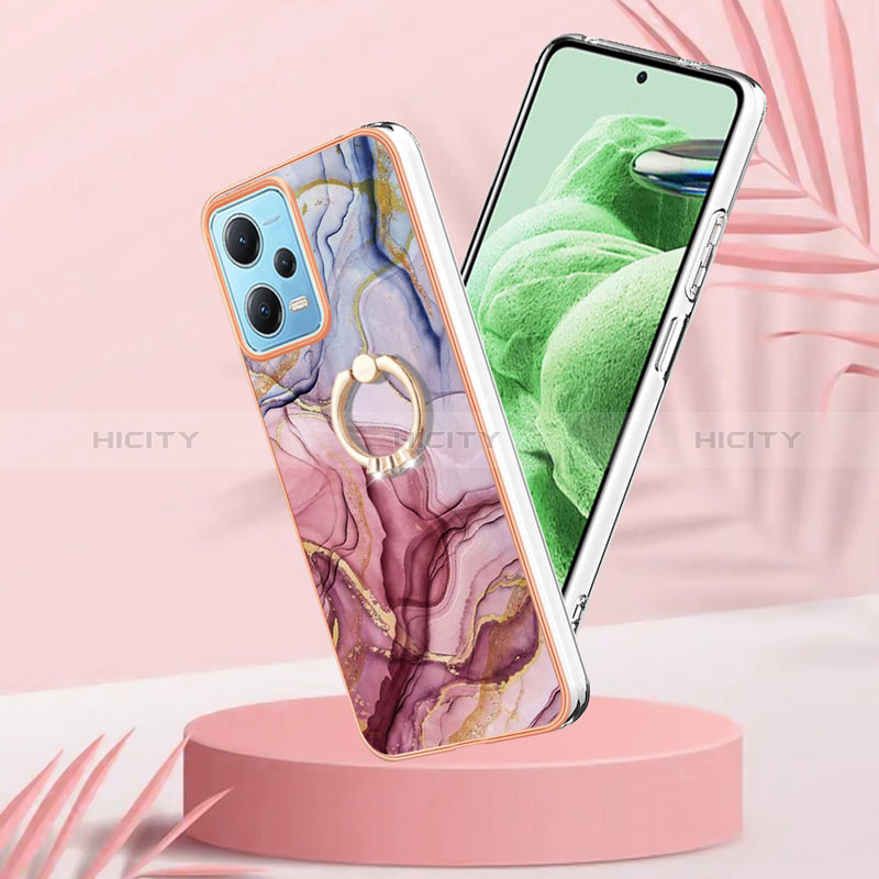 Coque Silicone Motif Fantaisie Souple Couleur Unie Etui Housse avec Support Bague Anneau YB1 pour Xiaomi Redmi Note 12 5G Plus