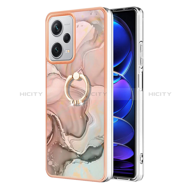 Coque Silicone Motif Fantaisie Souple Couleur Unie Etui Housse avec Support Bague Anneau YB1 pour Xiaomi Redmi Note 12 Explorer Plus