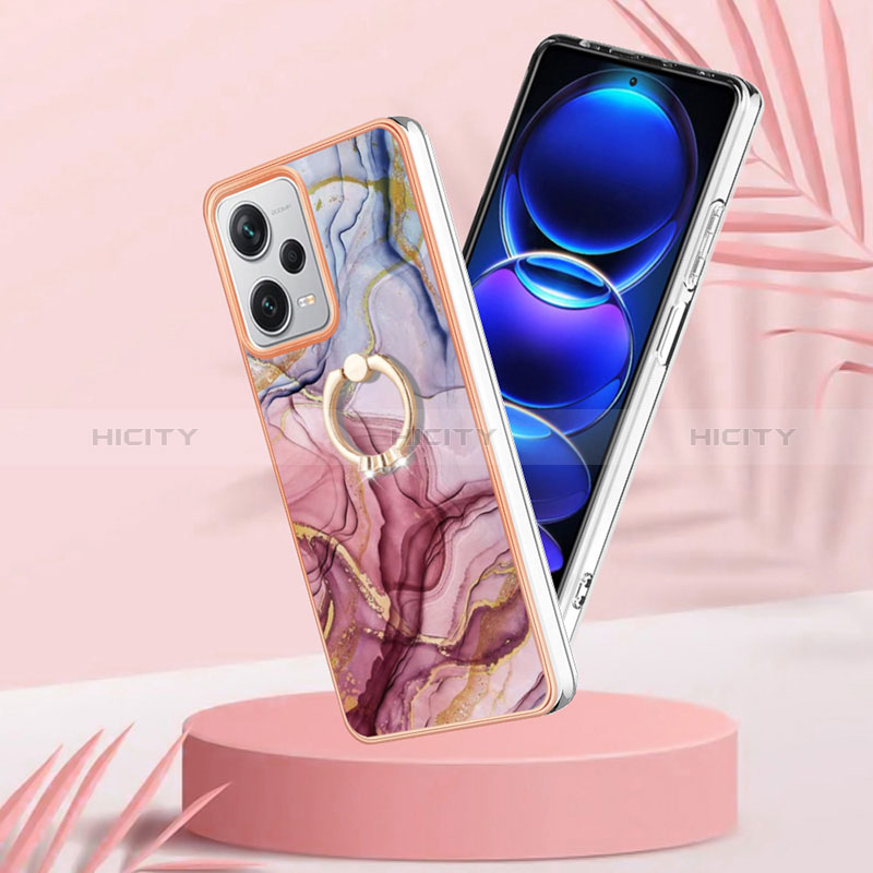 Coque Silicone Motif Fantaisie Souple Couleur Unie Etui Housse avec Support Bague Anneau YB1 pour Xiaomi Redmi Note 12 Explorer Plus