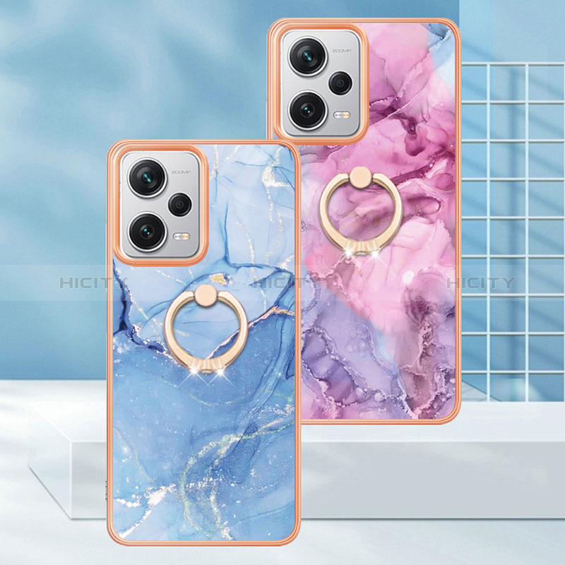 Coque Silicone Motif Fantaisie Souple Couleur Unie Etui Housse avec Support Bague Anneau YB1 pour Xiaomi Redmi Note 12 Explorer Plus