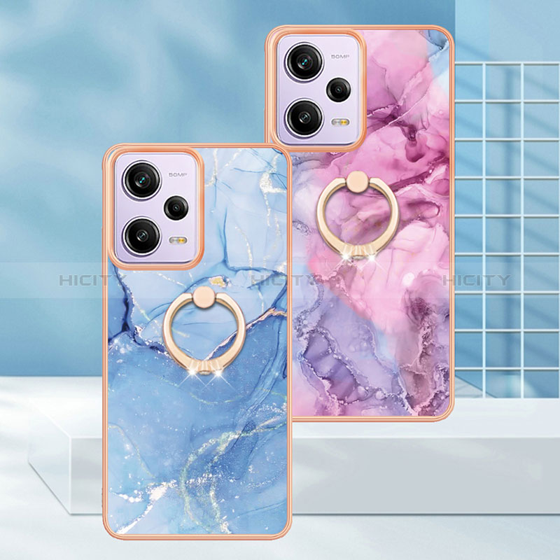 Coque Silicone Motif Fantaisie Souple Couleur Unie Etui Housse avec Support Bague Anneau YB1 pour Xiaomi Redmi Note 12 Pro 5G Plus