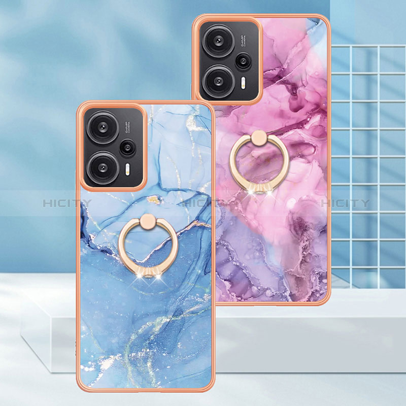 Coque Silicone Motif Fantaisie Souple Couleur Unie Etui Housse avec Support Bague Anneau YB1 pour Xiaomi Redmi Note 12 Turbo 5G Plus