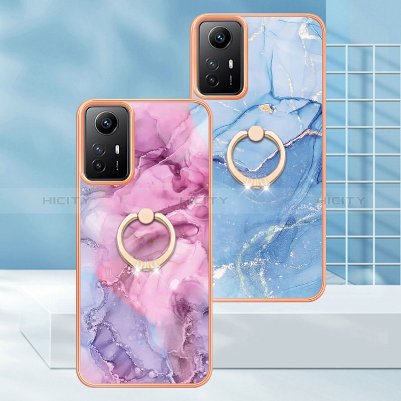 Coque Silicone Motif Fantaisie Souple Couleur Unie Etui Housse avec Support Bague Anneau YB1 pour Xiaomi Redmi Note 12S Plus