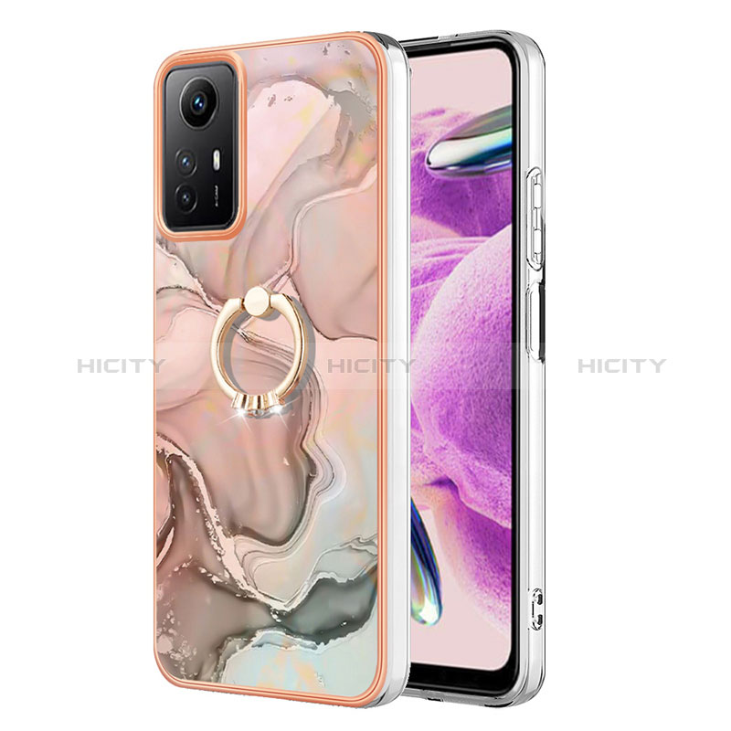 Coque Silicone Motif Fantaisie Souple Couleur Unie Etui Housse avec Support Bague Anneau YB1 pour Xiaomi Redmi Note 12S Plus