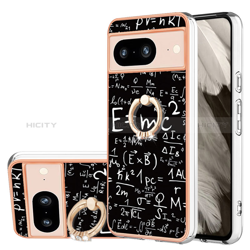 Coque Silicone Motif Fantaisie Souple Couleur Unie Etui Housse avec Support Bague Anneau YB2 pour Google Pixel 8 5G Mixte Plus