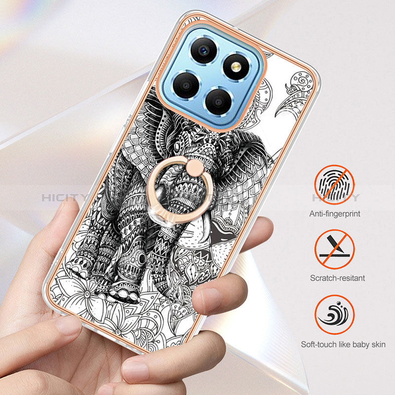 Coque Silicone Motif Fantaisie Souple Couleur Unie Etui Housse avec Support Bague Anneau YB2 pour Huawei Honor 70 Lite 5G Plus