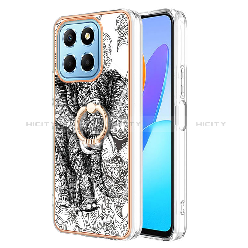 Coque Silicone Motif Fantaisie Souple Couleur Unie Etui Housse avec Support Bague Anneau YB2 pour Huawei Honor 70 Lite 5G Plus