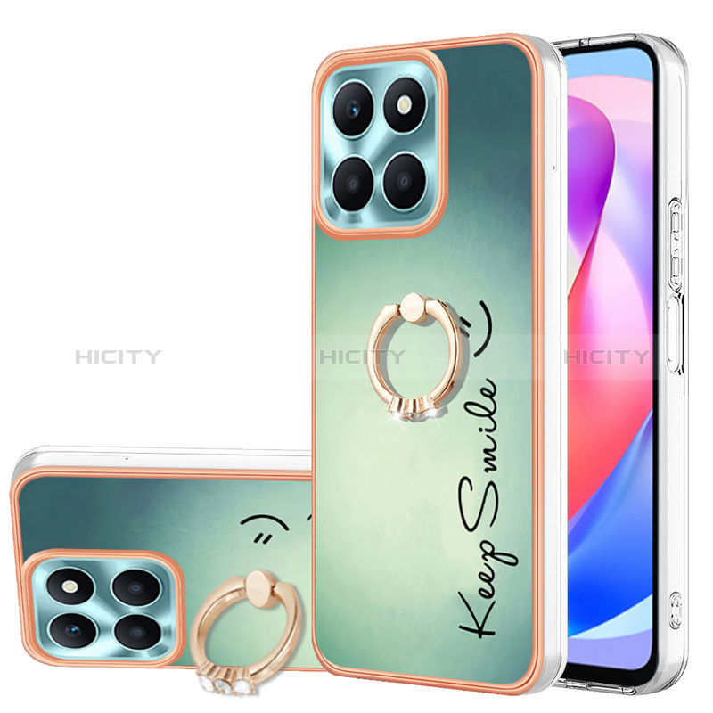 Coque Silicone Motif Fantaisie Souple Couleur Unie Etui Housse avec Support Bague Anneau YB2 pour Huawei Honor X6a Plus