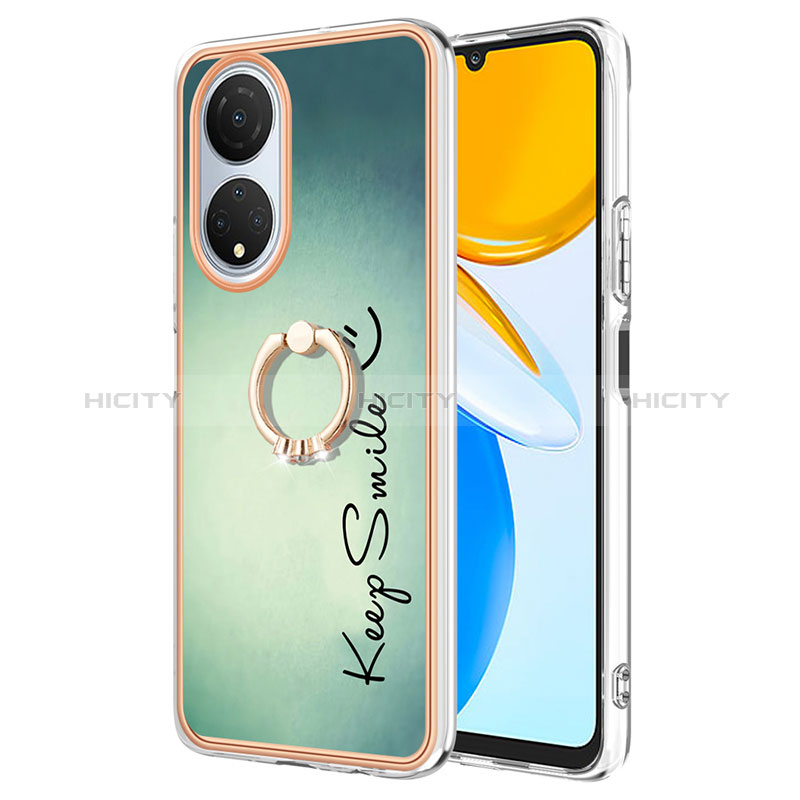 Coque Silicone Motif Fantaisie Souple Couleur Unie Etui Housse avec Support Bague Anneau YB2 pour Huawei Honor X7 Plus